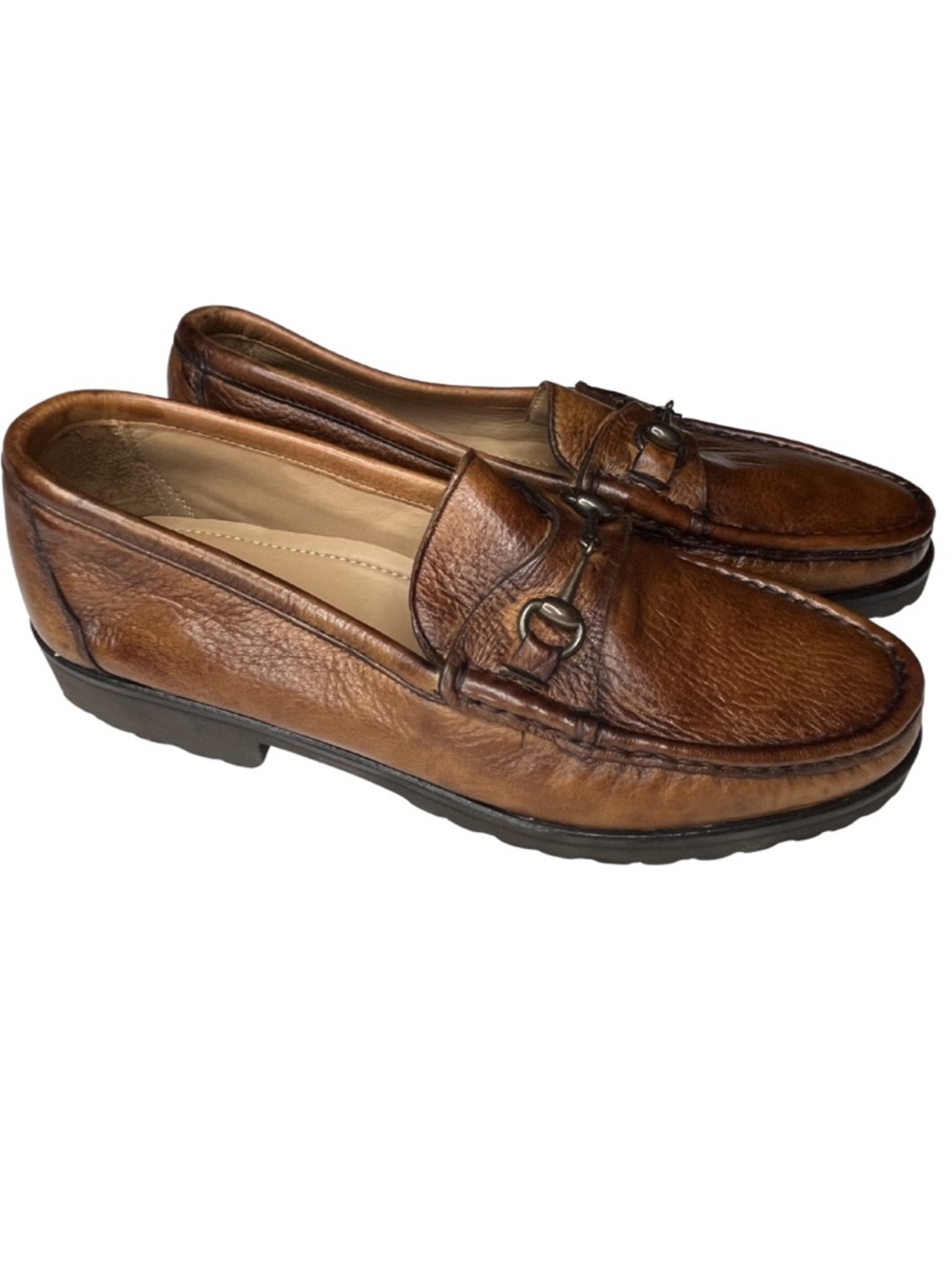 Alan Payne Brown Leather Horsebit Loafers Men’s Size 10.5 Cognac Slip On